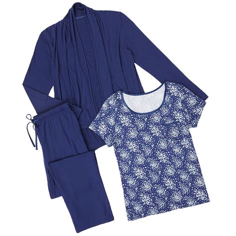 3 piece pajama set with robe|women's three piece pajama set.